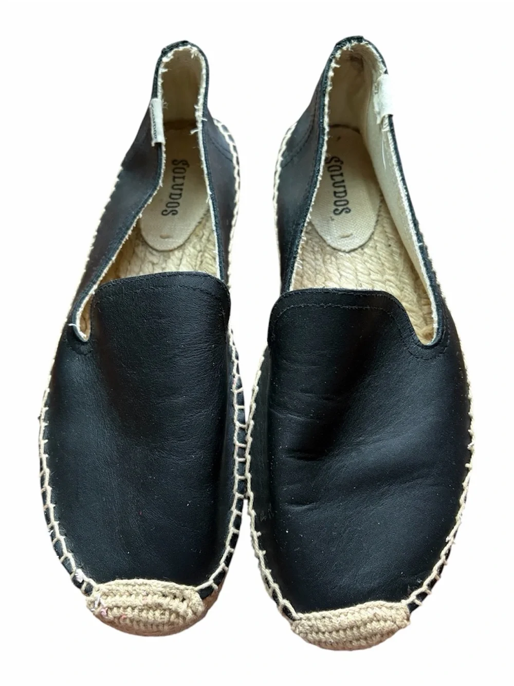 Soludos Black Leather Espadrille Slip-Ons size 8